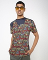 Shop Men's Blue All Over Tribal Themed Custom Printed T-shirt-Full