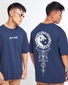 Shop Men's Blue Alpha Wolf Graphic Printed Oversized T-shirt-Front