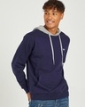 Shop Men's Blue & Grey Color Block Hoodie-Front