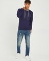 Shop Men's Blue & Grey Color Block Hoodie-Design