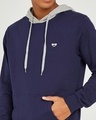 Shop Men's Blue & Grey Color Block Hoodie-Full