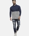 Shop Men's Blue and Grey Color Block Shirt-Full