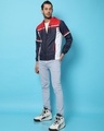 Shop Men's Blue and Red Color Block Hoodie Jacket-Full
