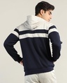 Shop Men's Blue & White Color Block Hooded Jacket-Full