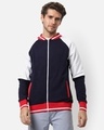 Shop Men's Blue and White Color Block Jacket-Front