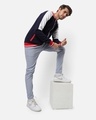 Shop Men's Blue and White Color Block Jacket