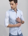 Shop Men's Blue and White Extreme Striped Slim Fit Shirt-Full