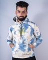 Shop Men's Blue & White Follow Your Dreams Tie & Dye Relaxed Fit Hoodie-Front