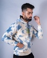 Shop Men's Blue & White Follow Your Dreams Tie & Dye Relaxed Fit Hoodie-Design