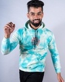 Shop Men's Blue & White Love Kindness Gratitude and Peace Tie & Dye Relaxed Fit Hoodie-Front