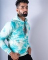 Shop Men's Blue & White Love Kindness Gratitude and Peace Tie & Dye Relaxed Fit Hoodie-Design