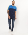 Shop Men's Blue and Yellow Color Block Henley T-shirt-Full