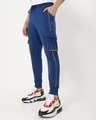 Shop Men's Blue and Yellow Color Block Joggers-Front