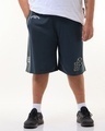 Shop Men's Blue & Grey Athletic Color Block Oversized Plus Size Shorts-Front