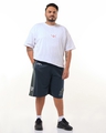 Shop Men's Blue & Grey Athletic Color Block Oversized Plus Size Shorts-Full