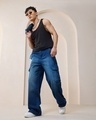 Shop Men's Blue Baagy Straight Fit Cargo Jeans-Full