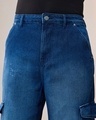 Shop Men's Blue Baggy Straight Fit Washed Cargo Jeans
