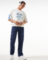 Shop Men's Blue Baggy Cargo Jeans-Full