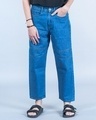 Shop Men's Blue Baggy Fit Jeans-Front