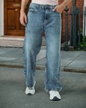 Shop Men's Blue Baggy Fit Mid-Rise Jeans-Front
