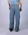 Shop Men's Blue Baggy Relaxed Fit Distressed Jeans-Full