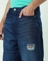 Shop Men's Blue Baggy Straight Fit Distressed Jeans