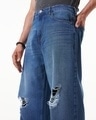 Shop Men's Blue Baggy Straight Fit Ditsressed Jeans