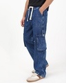 Shop Men's Blue Washed Straight Fit Cargo Mid-Rise Jeans-Front