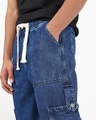 Shop Men's Blue Washed Straight Fit Cargo Mid-Rise Jeans