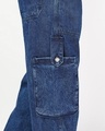 Shop Men's Blue Washed Straight Fit Cargo Mid-Rise Jeans