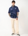 Shop Men's Blue Batman Graphic Printed Oversized Acid Wash Polo T-shirt