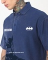 Shop Men's Blue Batman Graphic Printed Oversized Acid Wash Polo T-shirt