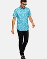 Shop Men's Blue Beach Hawaiian Floral Printed Shirt-Full