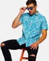 Shop Men's Blue Beach Hawaiian Floral Printed Shirt