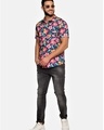 Shop Men's Blue Beach Hawaiian Floral Printed Shirt-Full
