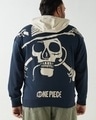 Shop Men's Blue & Beige Graphic Printed Oversized Plus Size Hoodies-Front