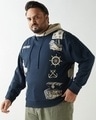 Shop Men's Blue & Beige Graphic Printed Oversized Plus Size Hoodies-Design