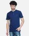 Shop Pack of 2 Men's Blue & Beige Henley Cotton T-shirt-Full