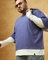 Shop Men's Blue & Beige Layered Oversized Plus Size T-shirt-Front