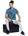Shop Men's Blue Believe Typography Slim Fit T-shirt-Full