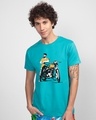 Shop Men's Blue Biker Bro T-shirt-Front