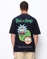 Shop Men's Blue Bit Rick & Morty Graphic Printed Oversized Acid Wash T-shirt-Front