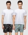 Shop Pack of 2 Men's Blue & Black All Over Printed Boxers-Front