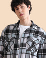 Shop Men's Blue & Black Checked Oversized Shacket