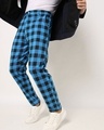 Shop Men's Blue & Black Checked Tapered Fit Chinos-Front