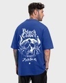 Shop Men's Blue Black Clover Graphic Printed Oversized T-shirt-Front