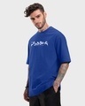 Shop Men's Blue Black Clover Graphic Printed Oversized T-shirt-Design