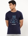 Shop Men's Blue Black Knight Graphic Printed T-shirt-Front