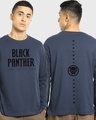 Shop Men's Blue Black Panther Typography Oversized T-shirt-Front