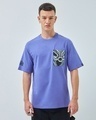 Shop Men's Blue Black Panther Graphic Printed Oversized T-shirt-Front
